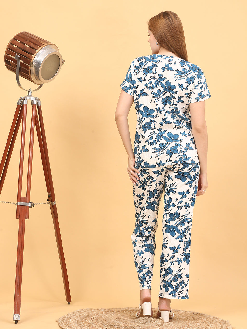 White & Blue Printed Co-ord Set