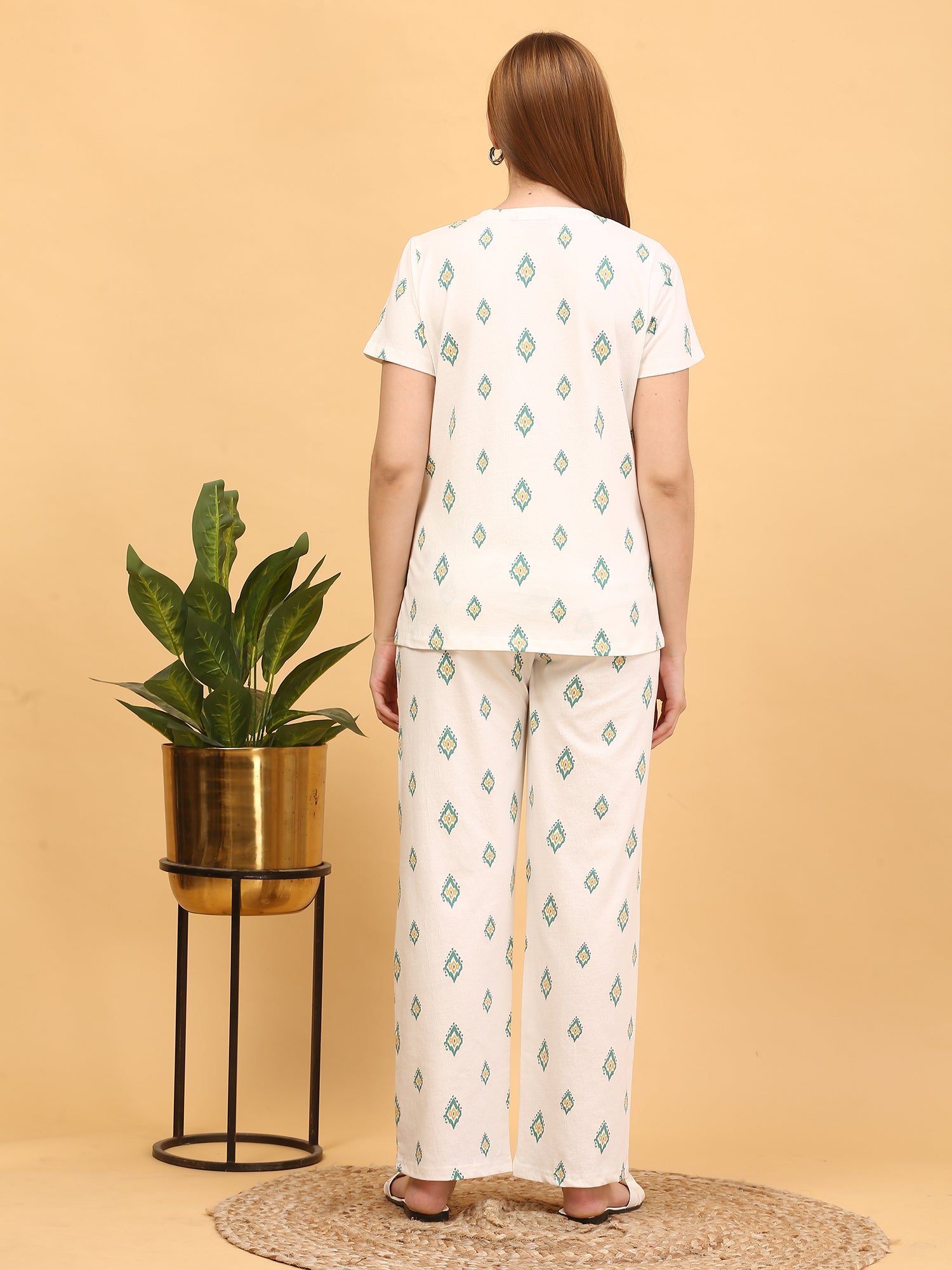 White Blue Diamond Co-ord Set